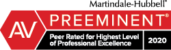 Martindale-Hubbell | AV Preeminent | Peer Rated For Highest Level of Professional Excellence | 2020